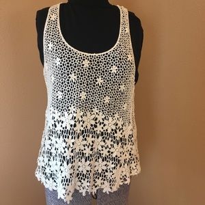 Crocheted White top or bathing suit cover up